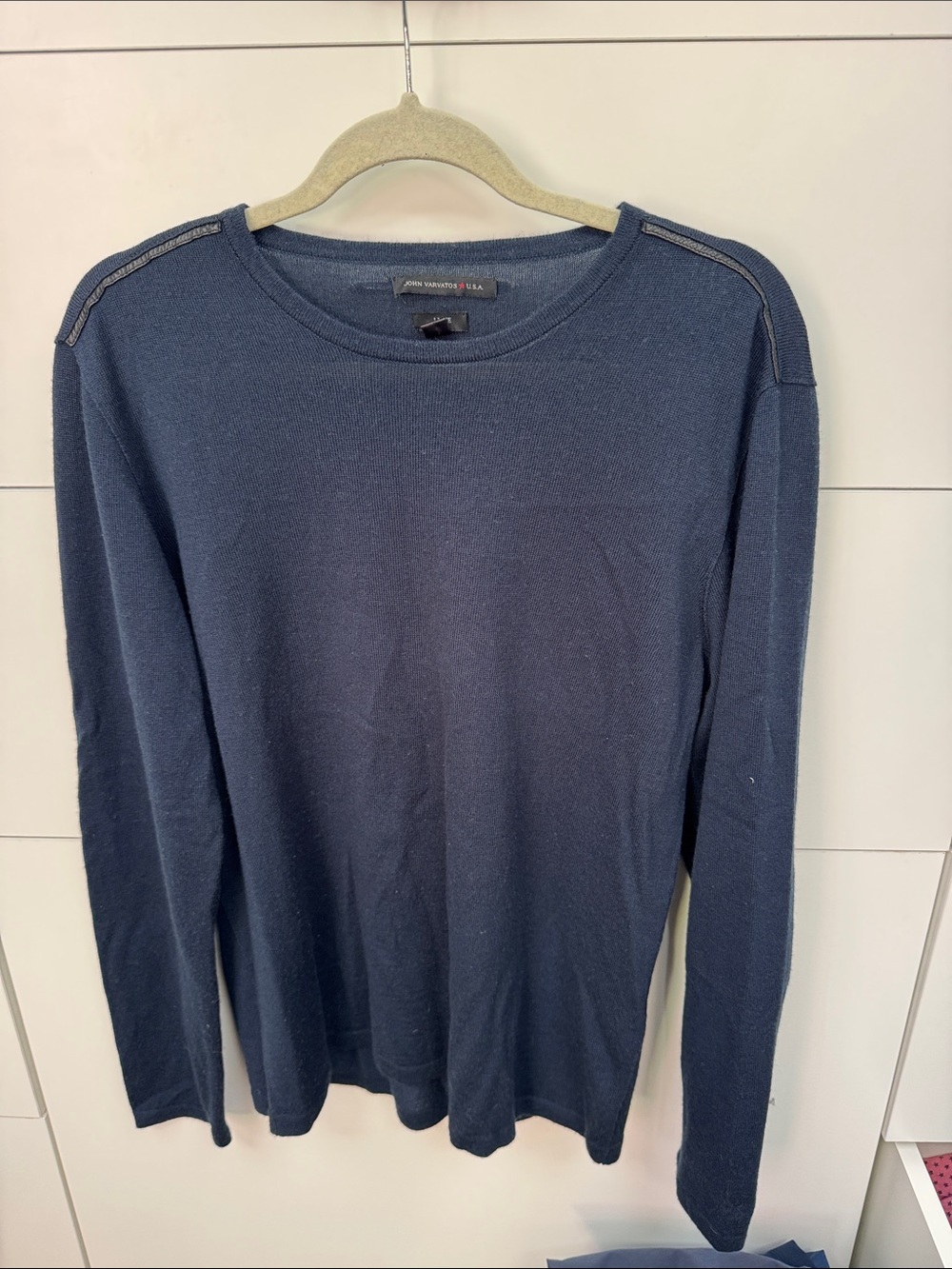John Varvatos Navy Knit Crewneck Sweater